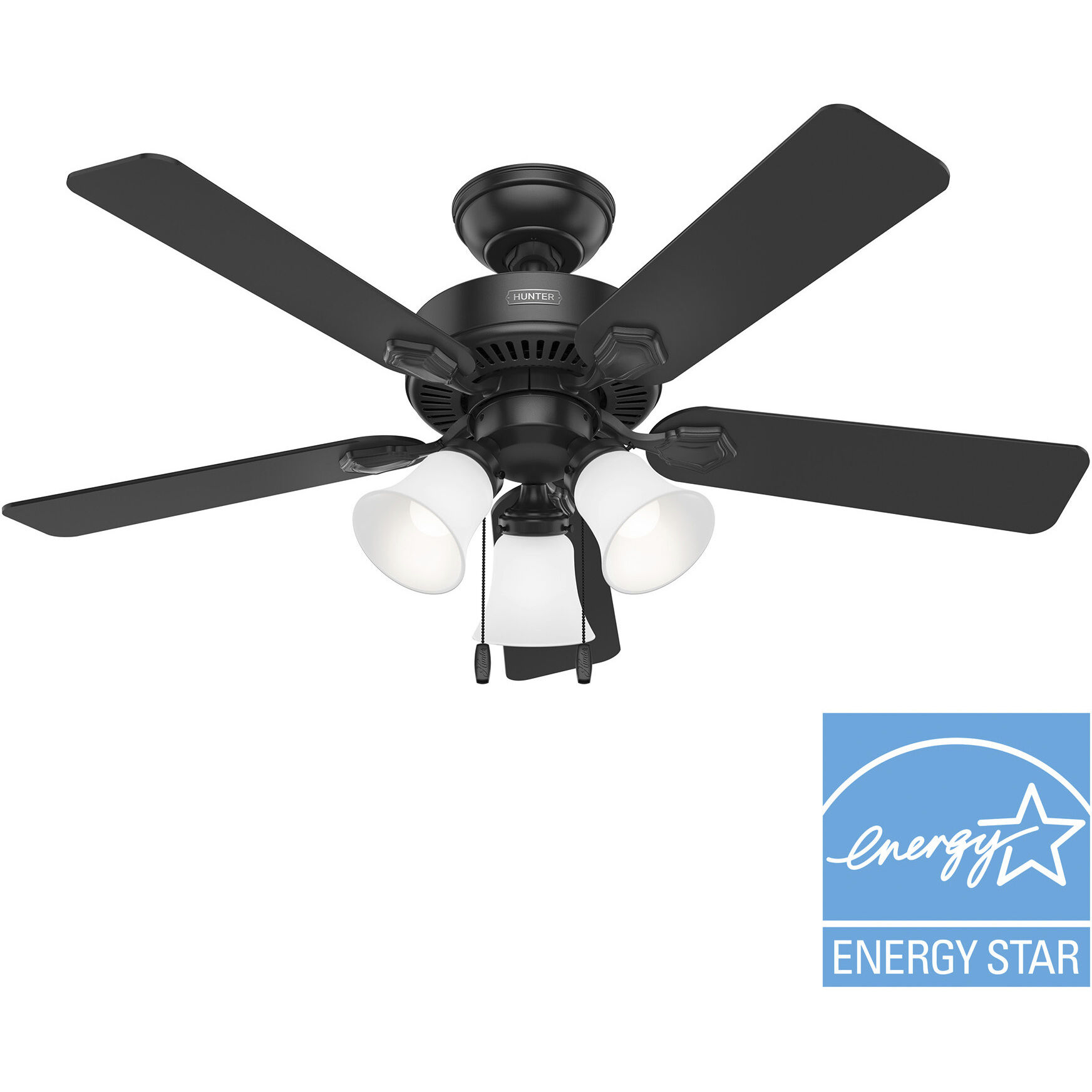 Swanson 44 inch Matte Black with Matte Black/Light Gray Oak Blades Ceiling Fan
