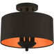 Bradhurst 3 Light 12 inch Black Semi-Flush Mount Ceiling Light