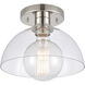 Julian 1 Light 10 inch Polished Nickel Semi Flush Mount Ceiling Light