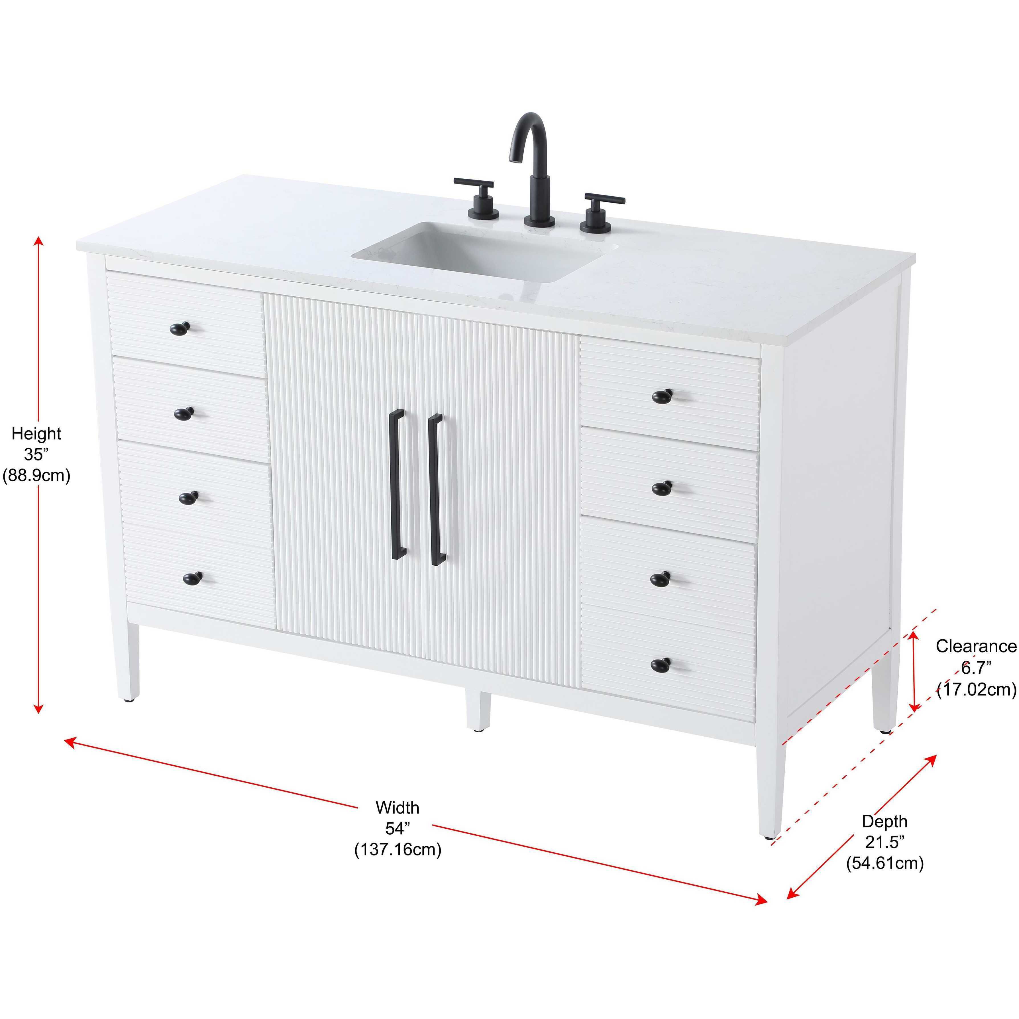 Blakely 54 X 34 inch White Bathroom Vanity Cabinet