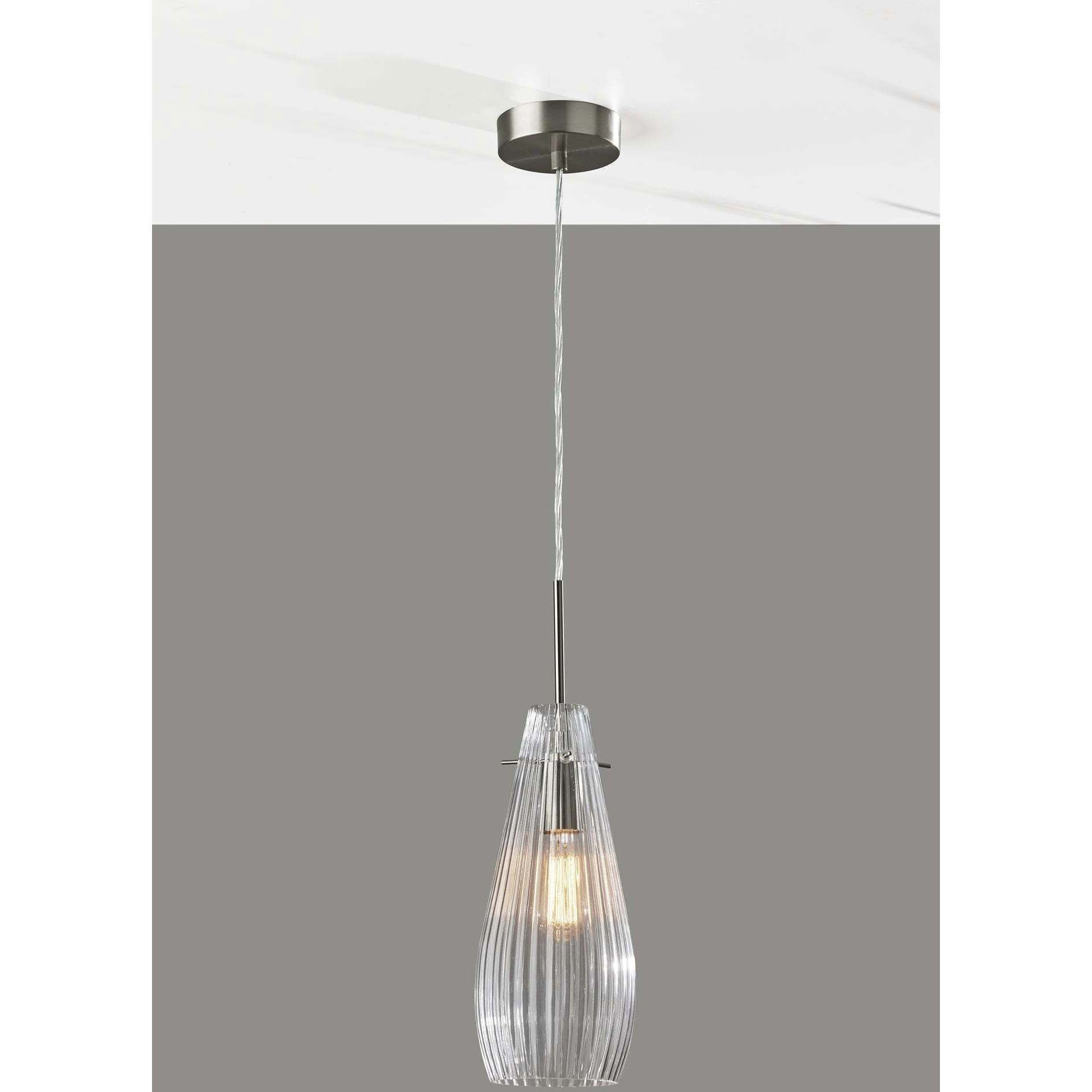 Layla 1 Light Brushed Steel Pendant Ceiling Light