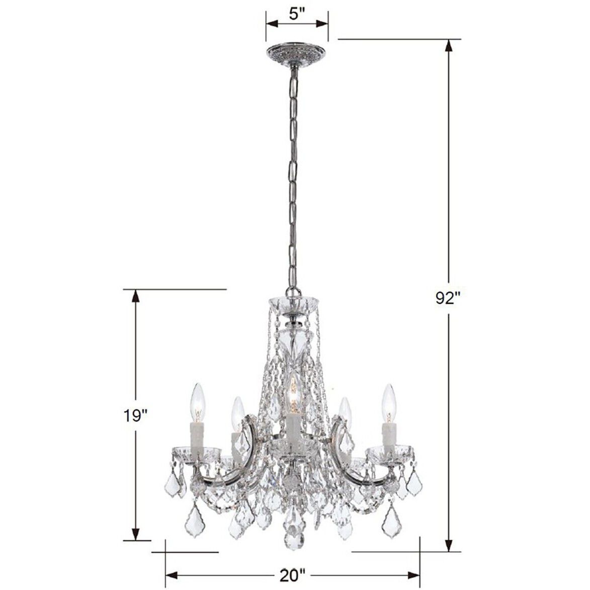 Maria Theresa 5 Light 20 inch Polished Chrome Chandelier Ceiling Light in Clear Hand Cut