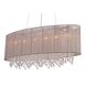 Beverly Dr. 6 Light 14 inch Taupe Silk String Chandelier Ceiling Light, Convertible to Flush Mount