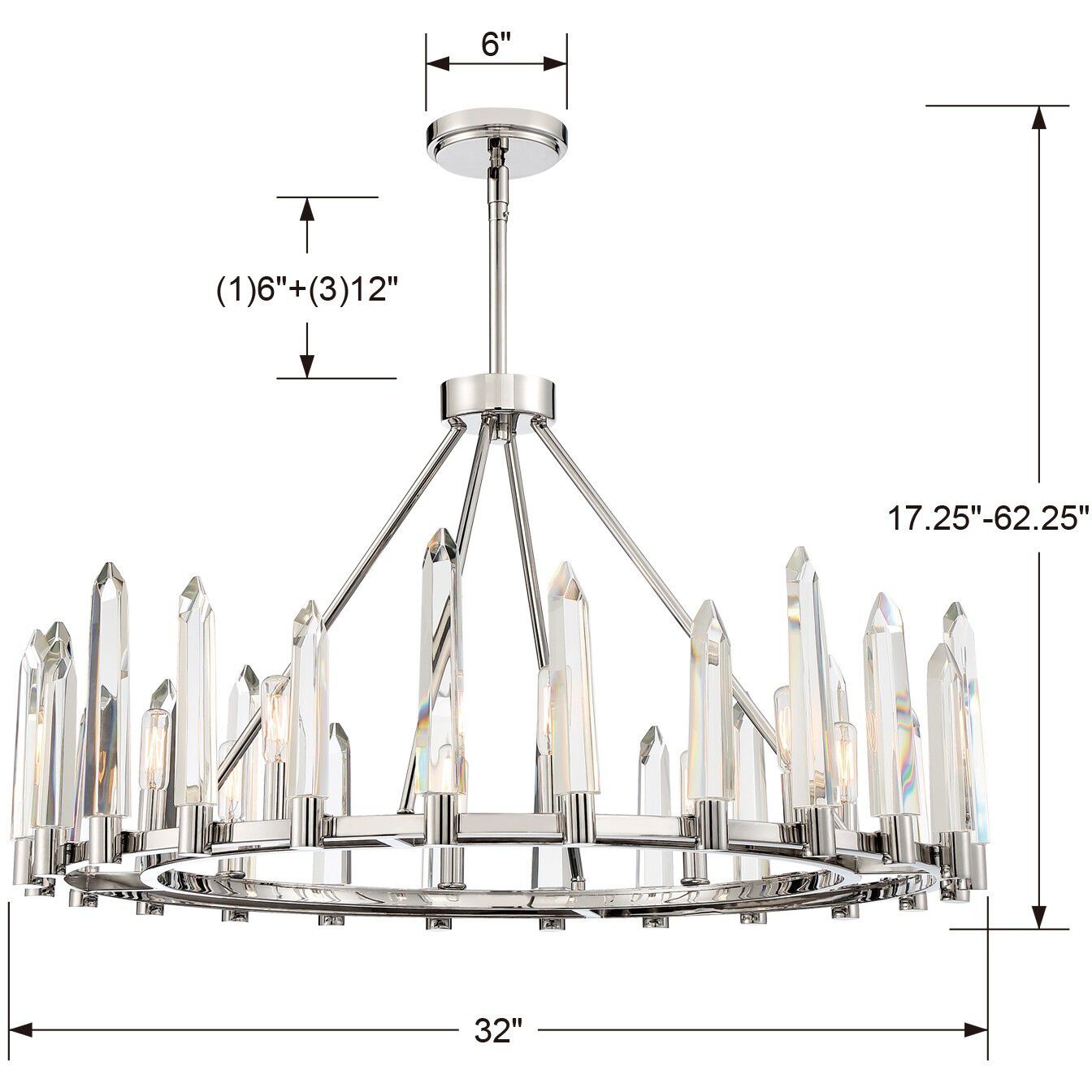 Watson 8 Light 32 inch Polished Nickel Chandelier Ceiling Light