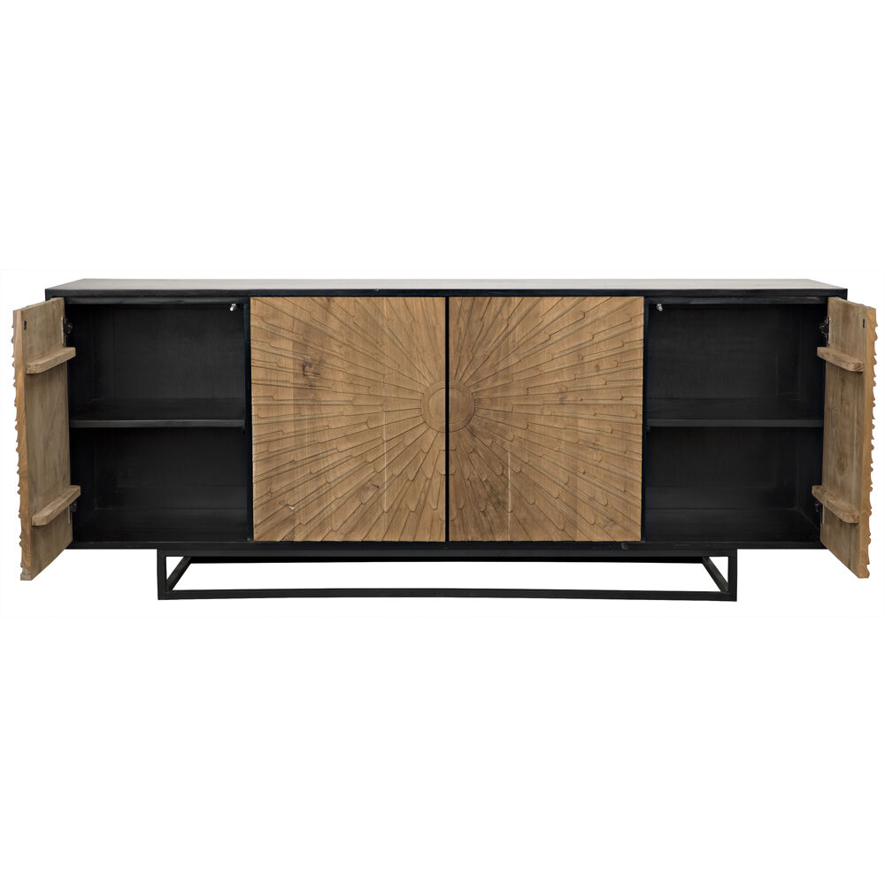 Ra 76 X 20 inch Hand Rubbed Black with Teak Sideboard