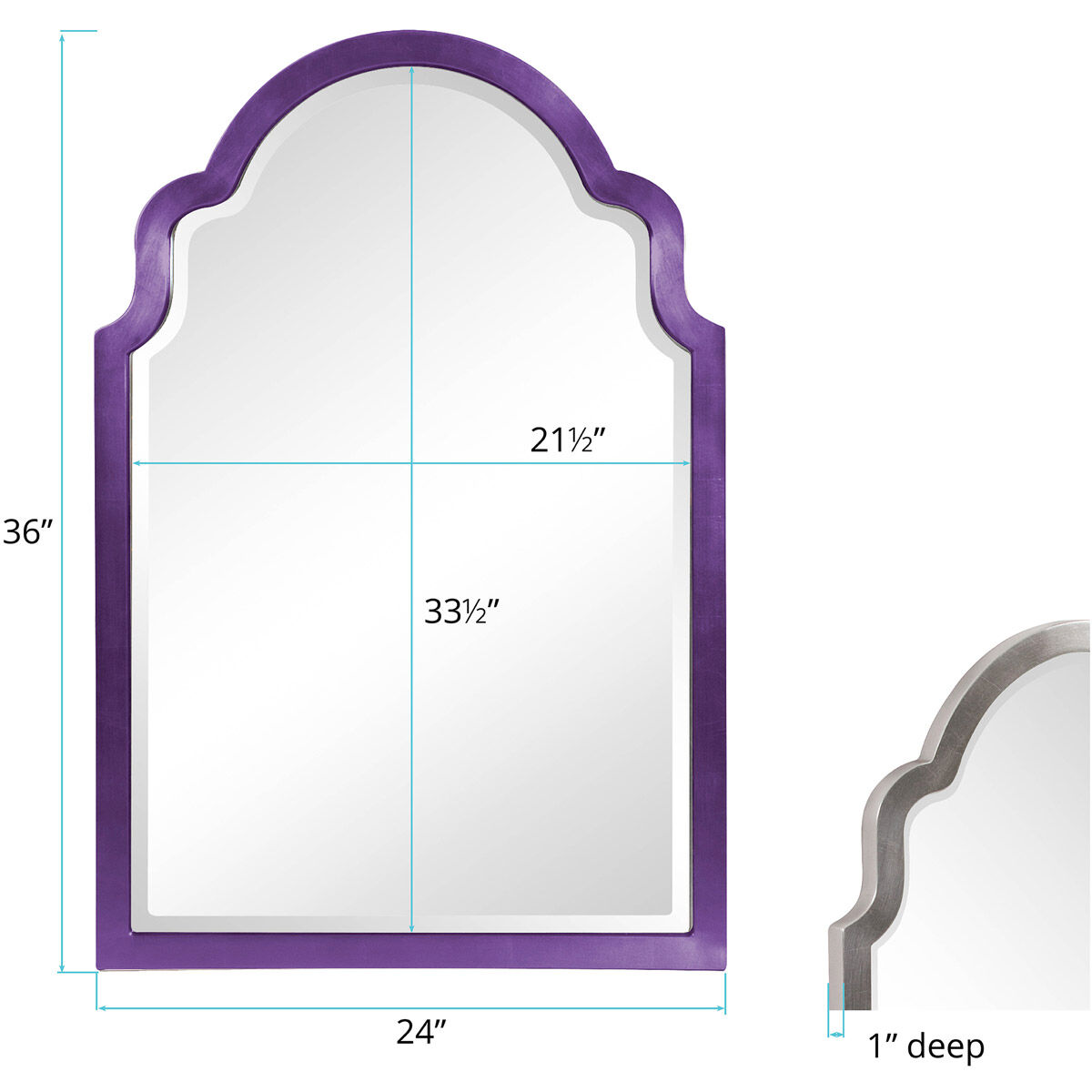Sultan 36 X 24 inch Glossy Royal Purple Wall Mirror