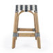 Robias Rectangular Rattan 24.5" Counter Stool in White and Navy Stripe
