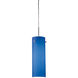 Titan LED 4 inch Matte Chrome Large Pendant Ceiling Light in Blue Glass