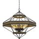 Alicante 9 Light 36 inch Pine Wood and Black Chandelier Ceiling Light, Hexagon Lantern