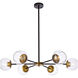 Briggs 6 Light 36 inch Black and Brass Pendant Ceiling Light