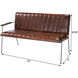 Phoenix Leather & Metal 53"W Bench in Medium Brown