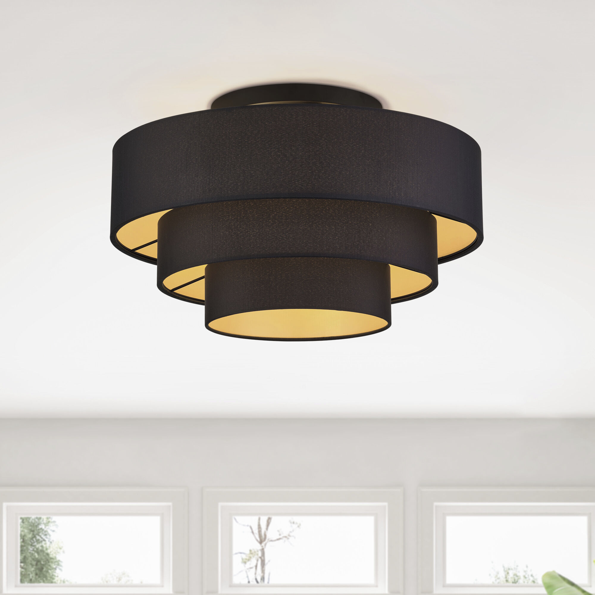 Sentosa 4 Light 21 inch Black Semi Flush Mount Ceiling Light, Extra Large
