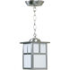 Mission 1 Light 6 inch Stainless Steel Outdoor Pendant in White Tiffany Glass, Small