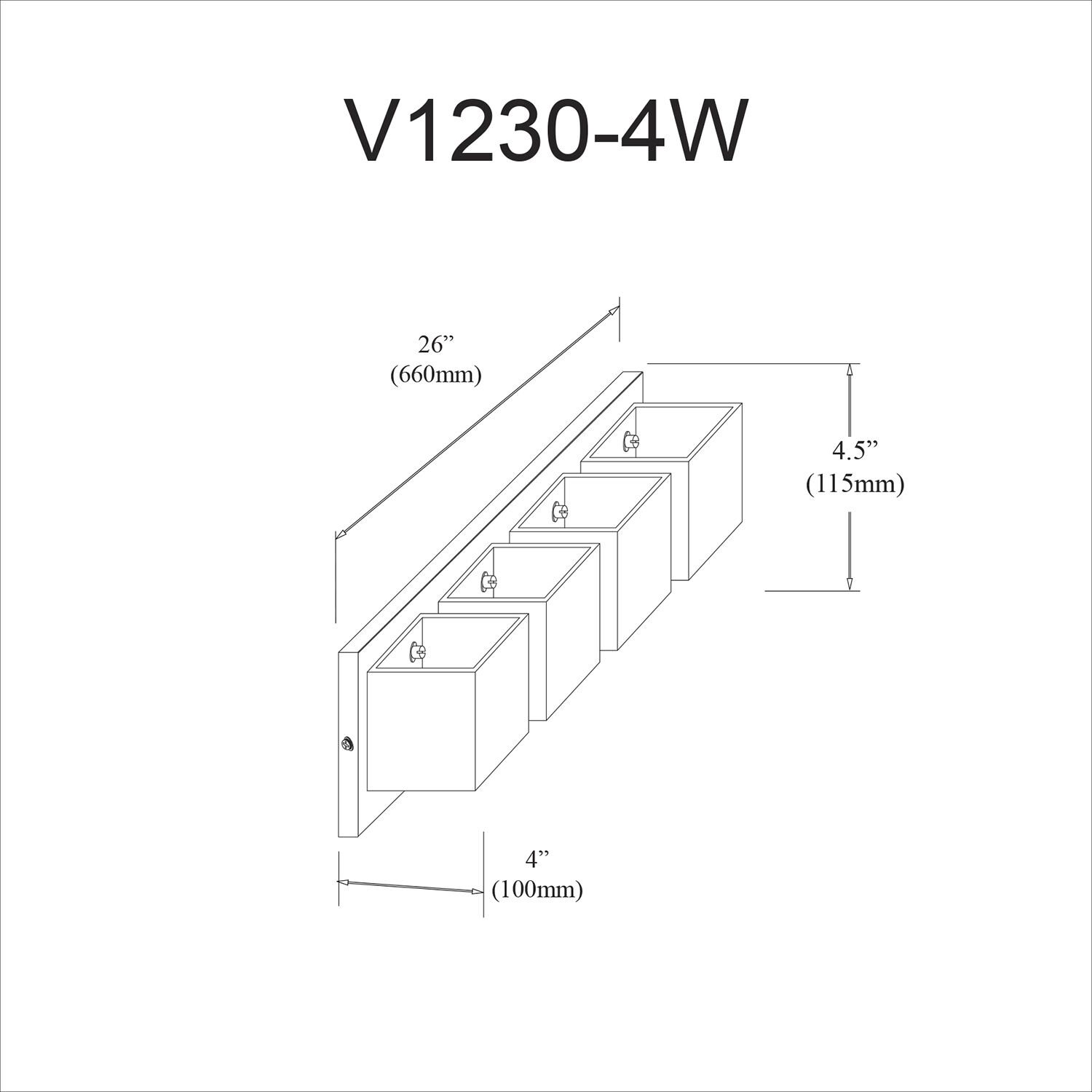 Verona 4 Light 26 inch Matte Black Vanity Light Wall Light