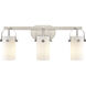 Pilaster II Cylinder 3 Light 24.88 inch Satin Nickel Bath Vanity Light Wall Light in Matte White Glass