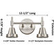 Caden 2 Light 15 inch Satin Nickel Bath Vanity Light Wall Light