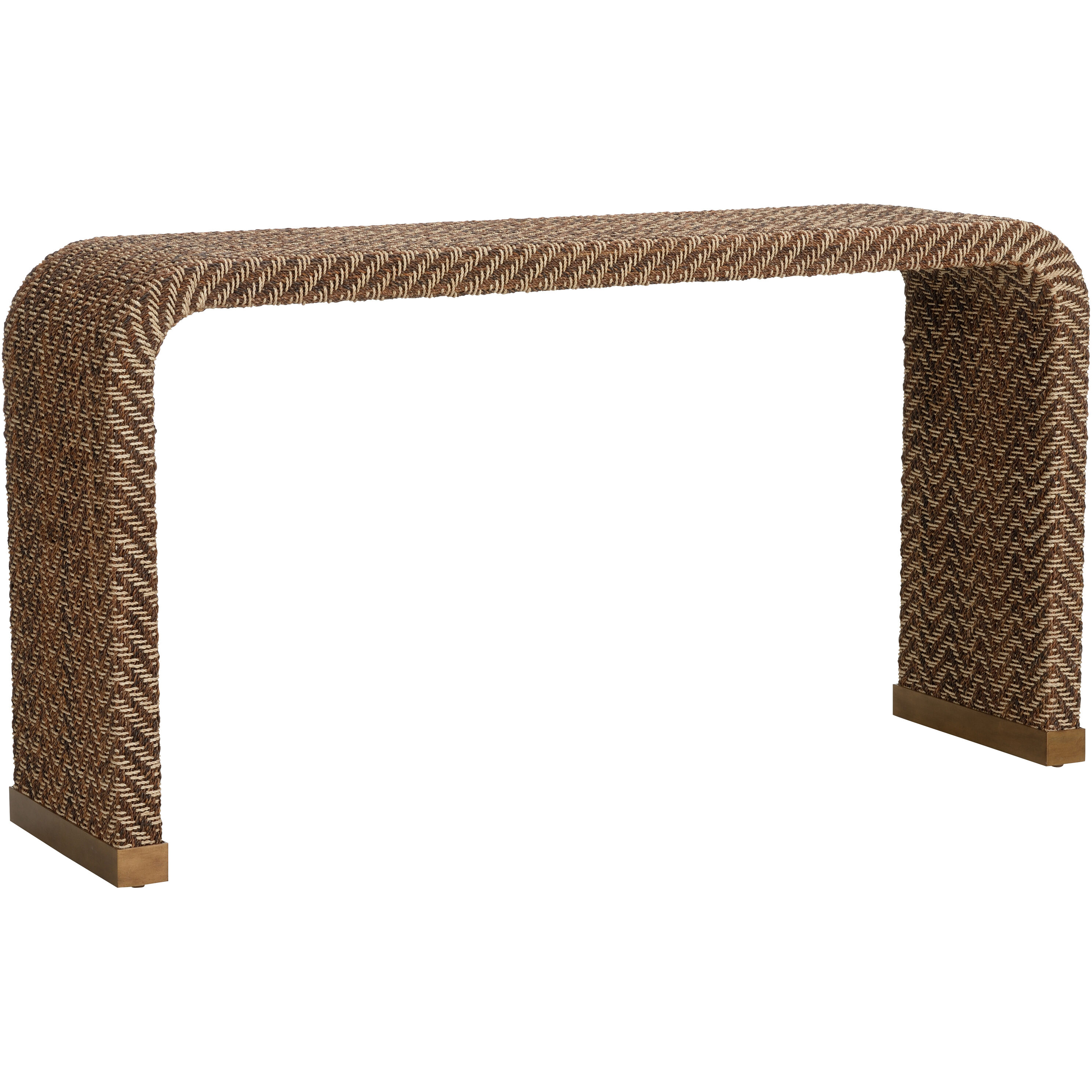 Rope Waterfall 56 inch Brown and Gold Console Table