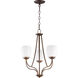 Willingham 3 Light 17 inch Oiled Bronze Chandelier Ceiling Light, Satin Opal