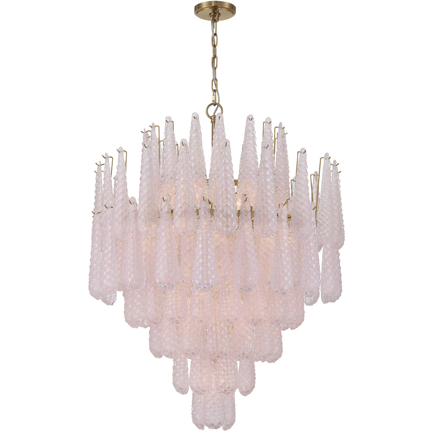 Ollie 21 Light 33.25 inch Aged Brass Chandelier Ceiling Light in Sand Glass Blush