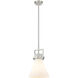 Newton Cone 1 Light 10 inch Satin Nickel Pendant Ceiling Light in Matte White Glass