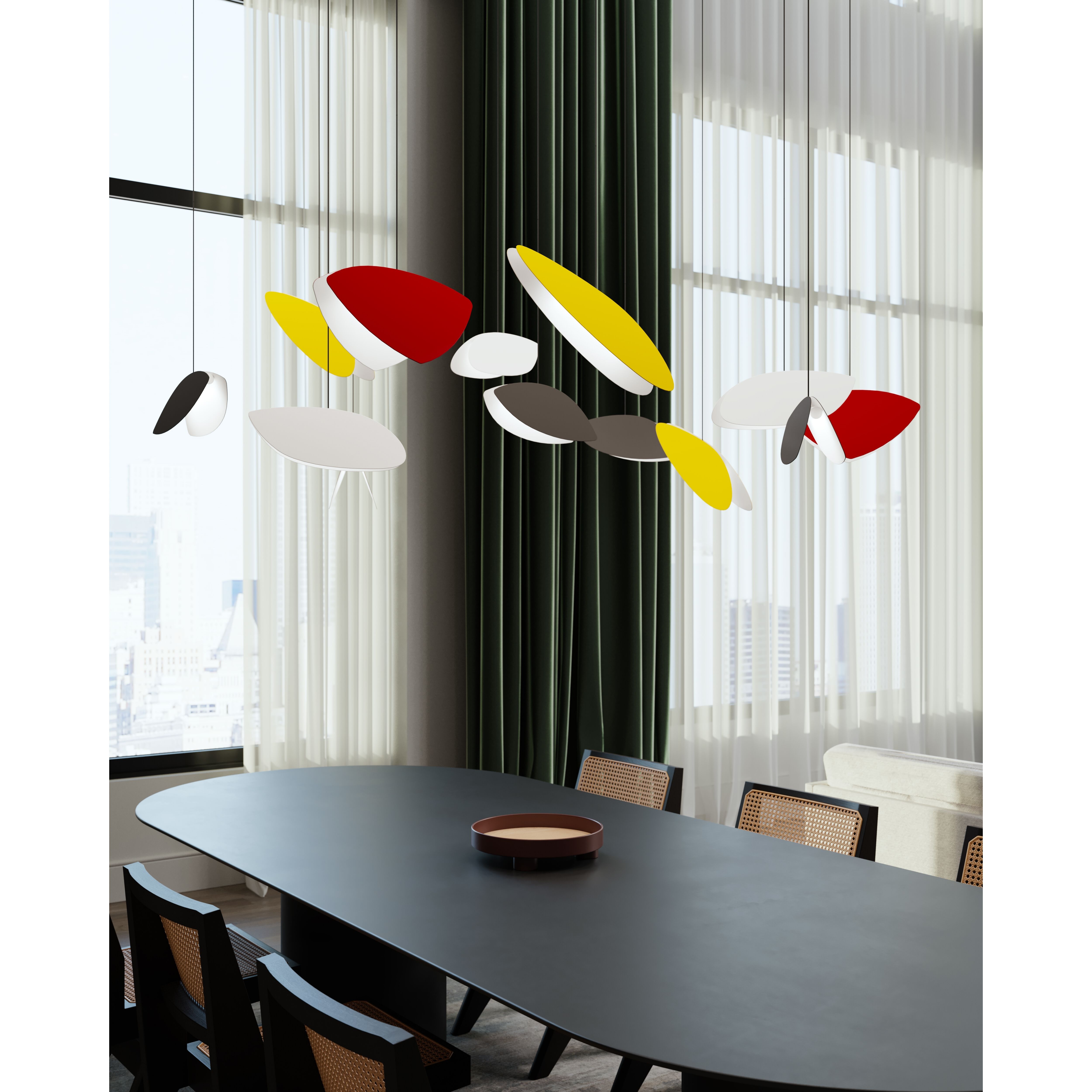 Papillons LED 30 inch Satin Black Pendant Ceiling Light in Multi