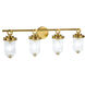 Myla 4 Light 33.75 inch Vintage Brass Bathroom Vanity Wall Light