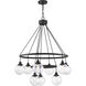 Que 9 Light 31.25 inch Flat Black Chandelier Ceiling Light