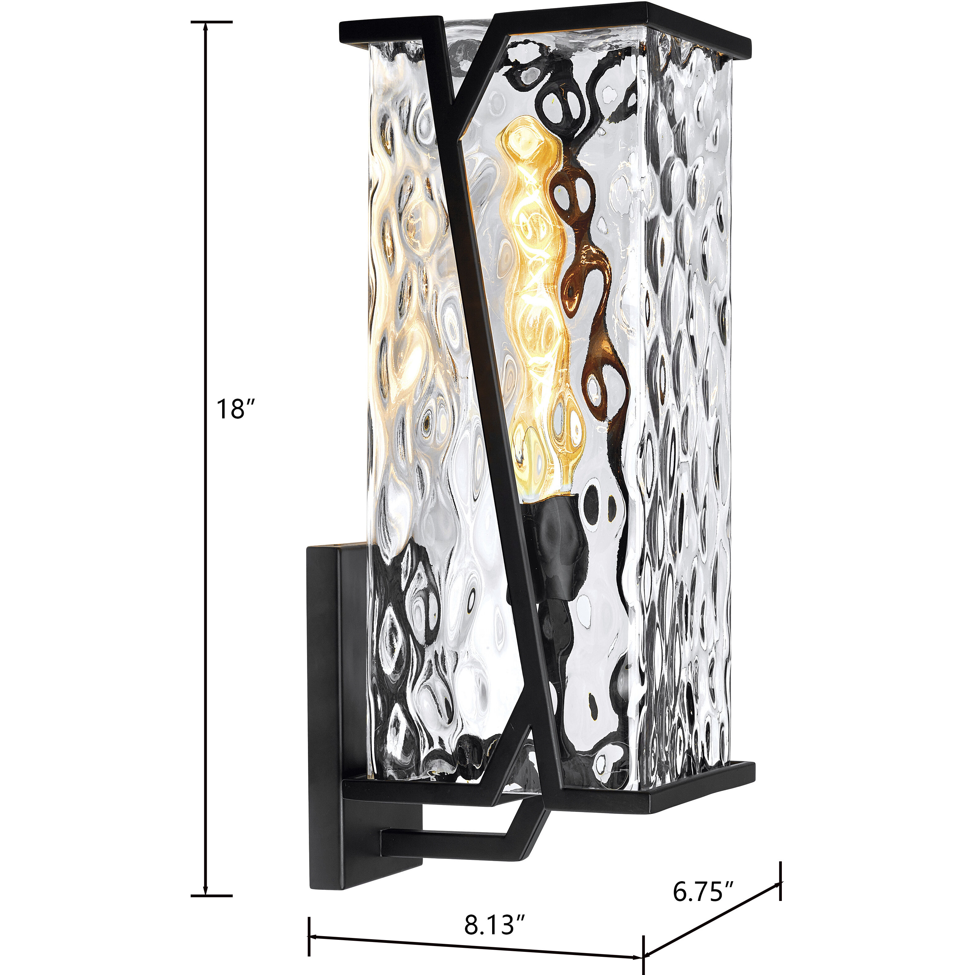 Waterfall 1 Light 18 inch Matte Black Outdoor Wall Sconce