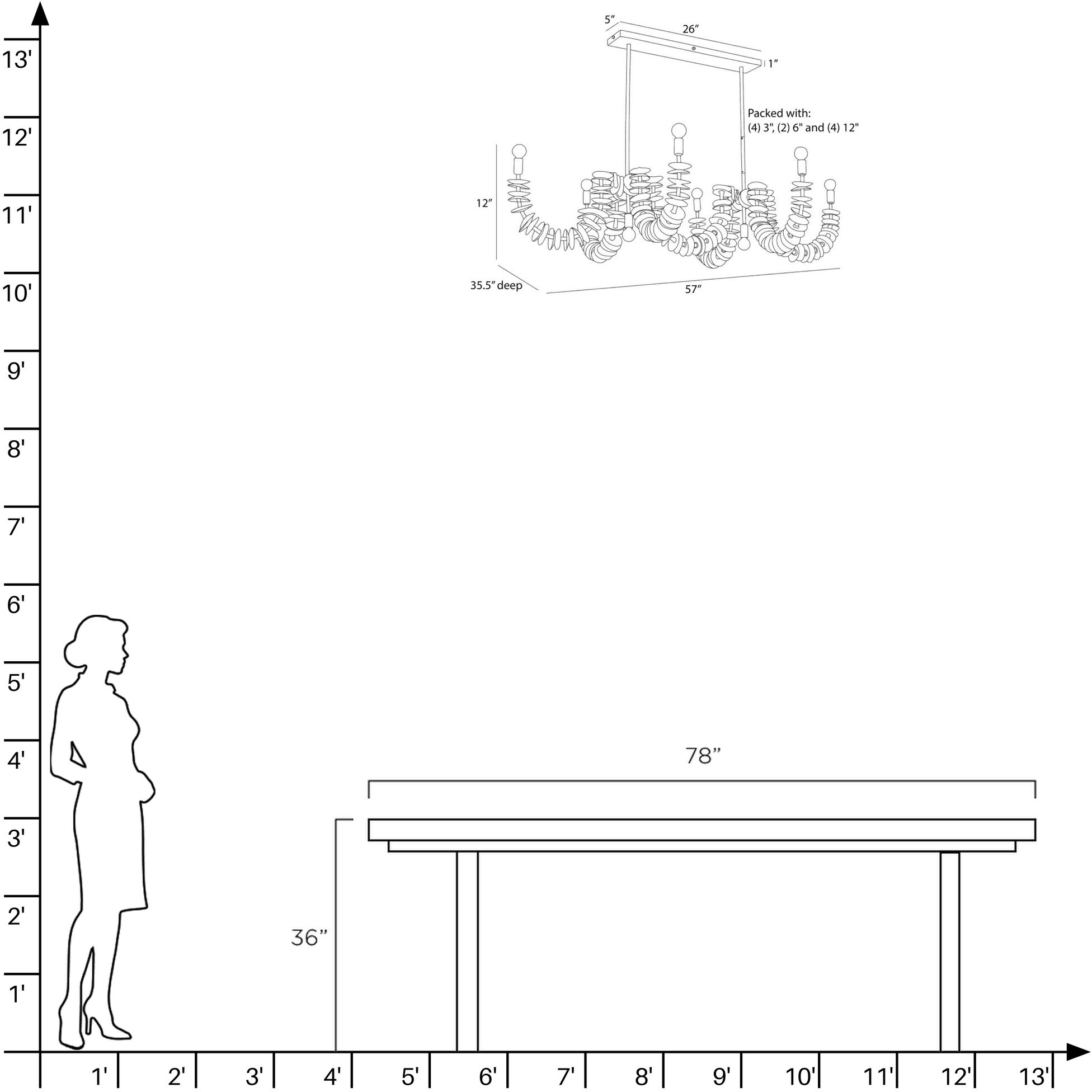 Kalama Linear Chandelier Ceiling Light
