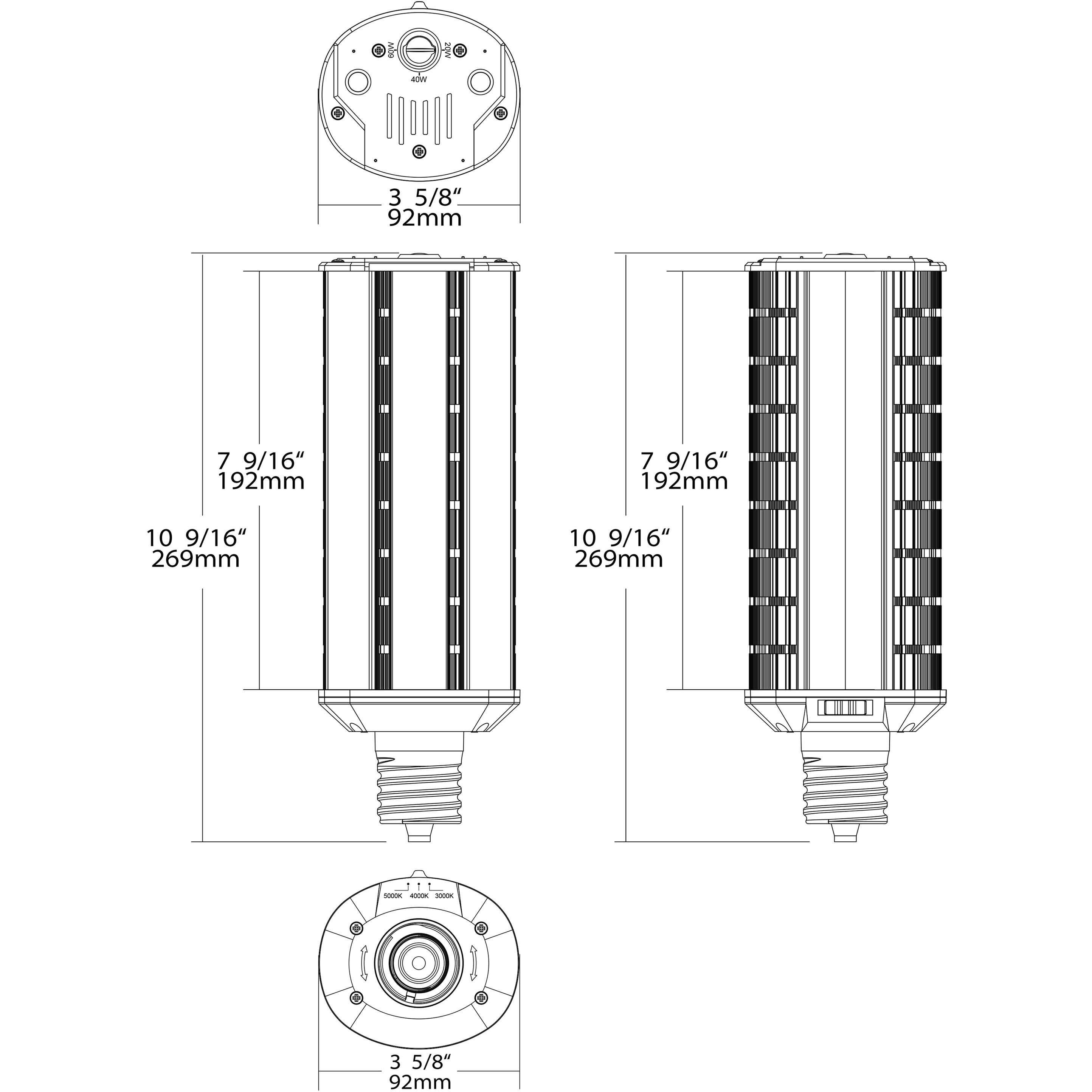 Hi-Pro LED Mogul Extended 20.00 watt 3000K HID Replacements