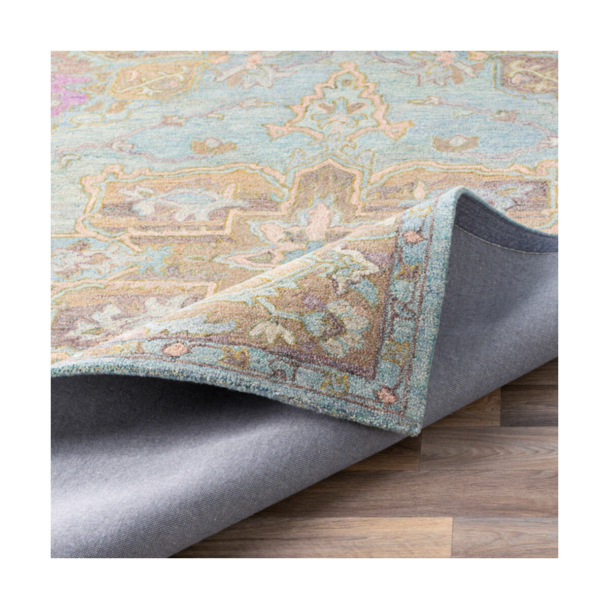 Classic Nouveau 36 X 24 inch Aqua/Taupe/Grass Green/Khaki/Dark Brown/Mauve Rugs, Rectangle