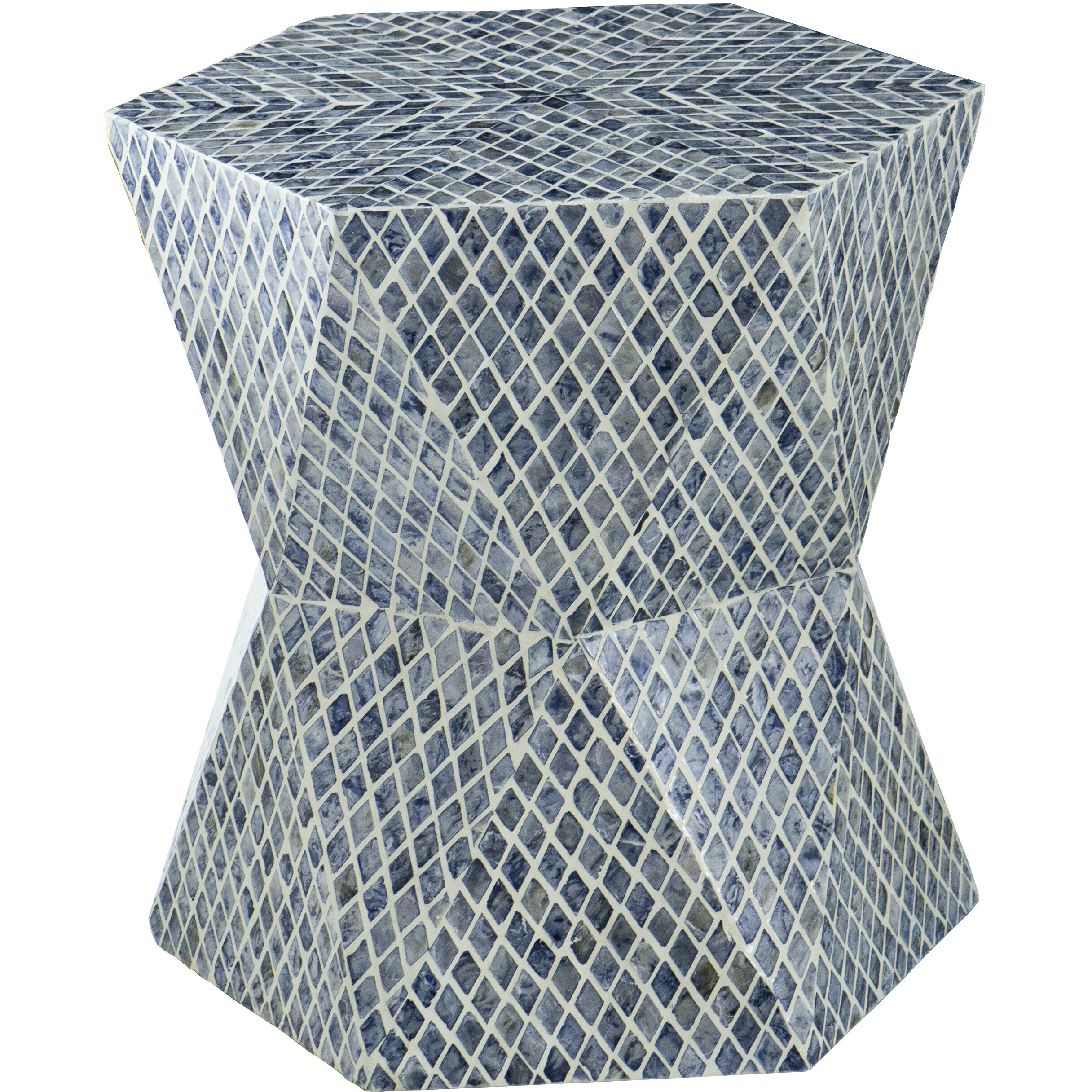 Hexagon 19.7 inch Blue Stool