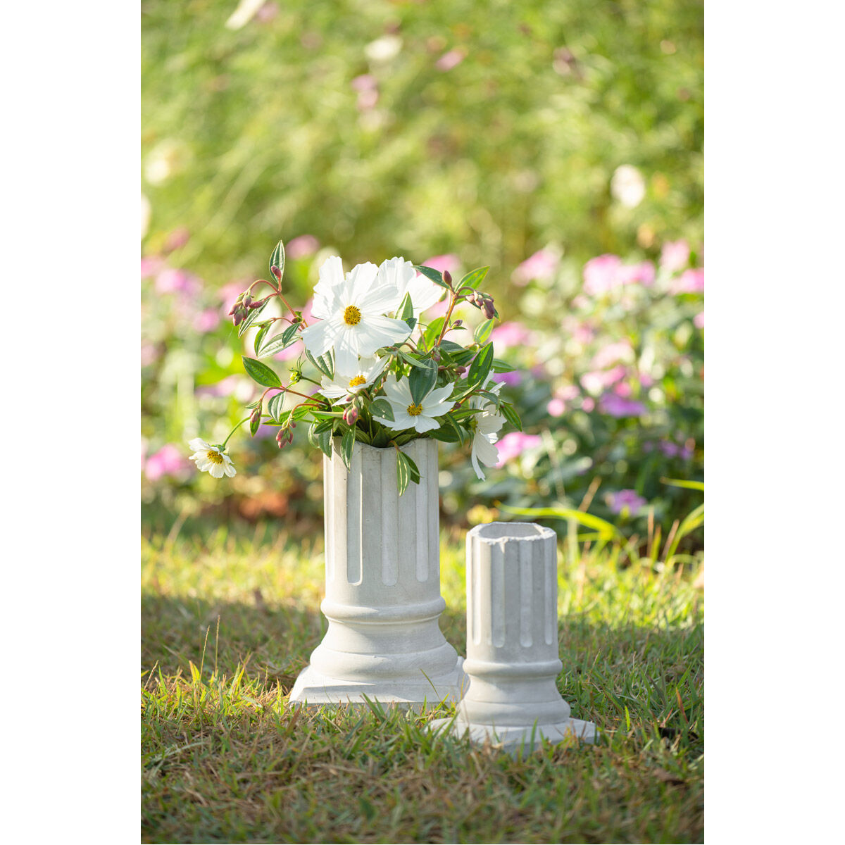 Greek Column Off-White Outdoor Planter