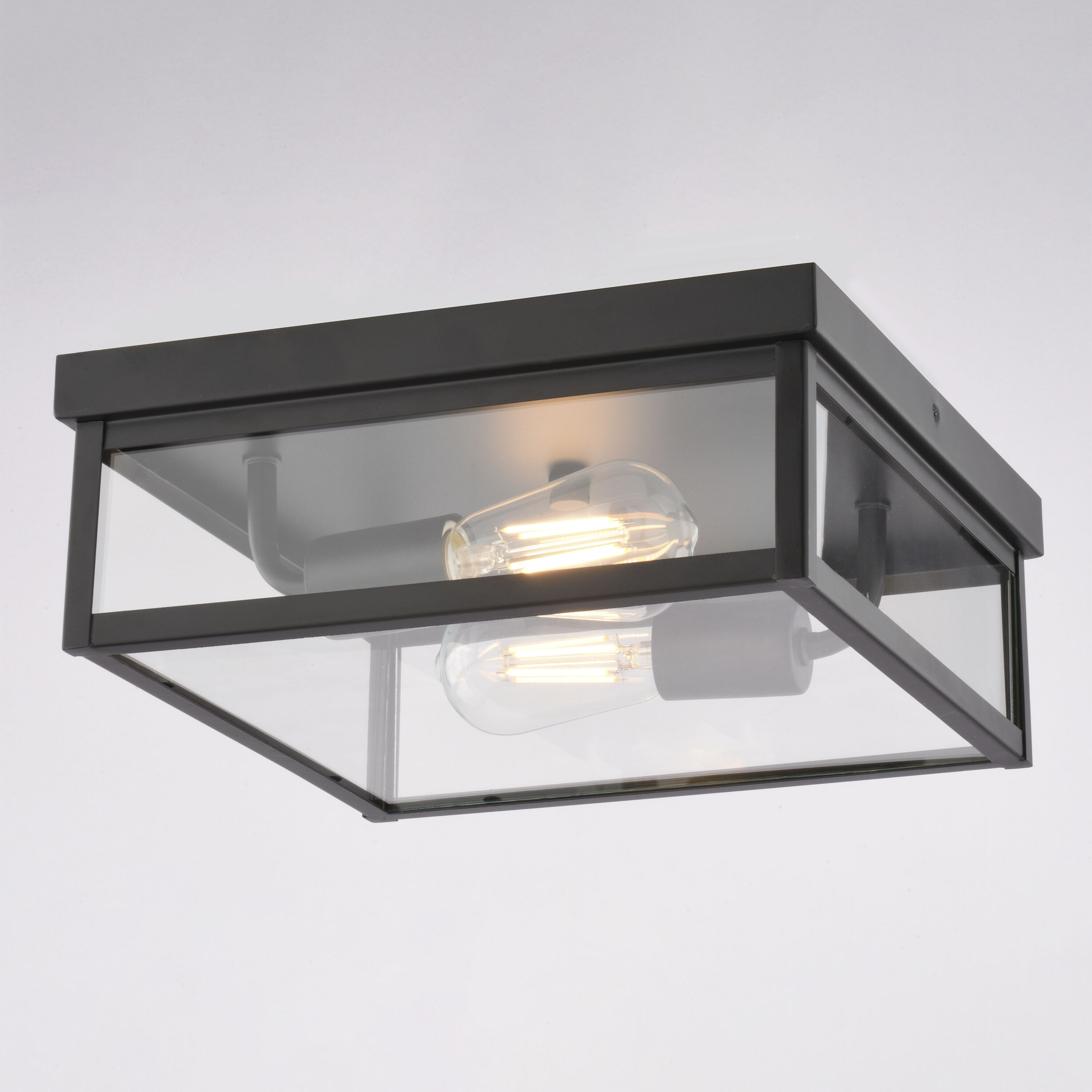 Clinton 2 Light 12 inch Matte Black Outdoor Ceiling