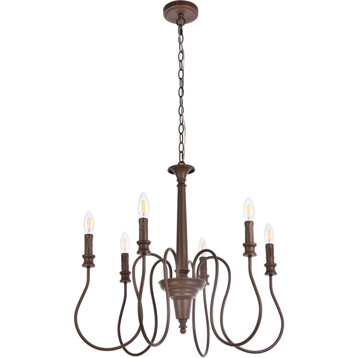 Flynx 6 Light 26 inch Weathered Oak Pendant Ceiling Light