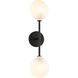 Peony 2 Light 5.88 inch Matte Black Wall Sconce Wall Light