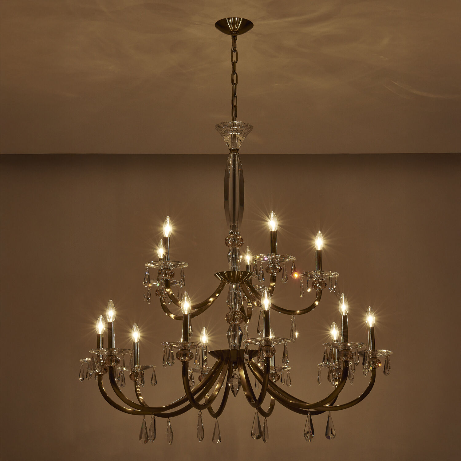 Passo 15 Light 45 inch Brushed Brass Pendant Ceiling Light