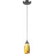 Milan 1 Light 3 inch Satin Nickel Mini Pendant Ceiling Light in Yellow Blaze Glass