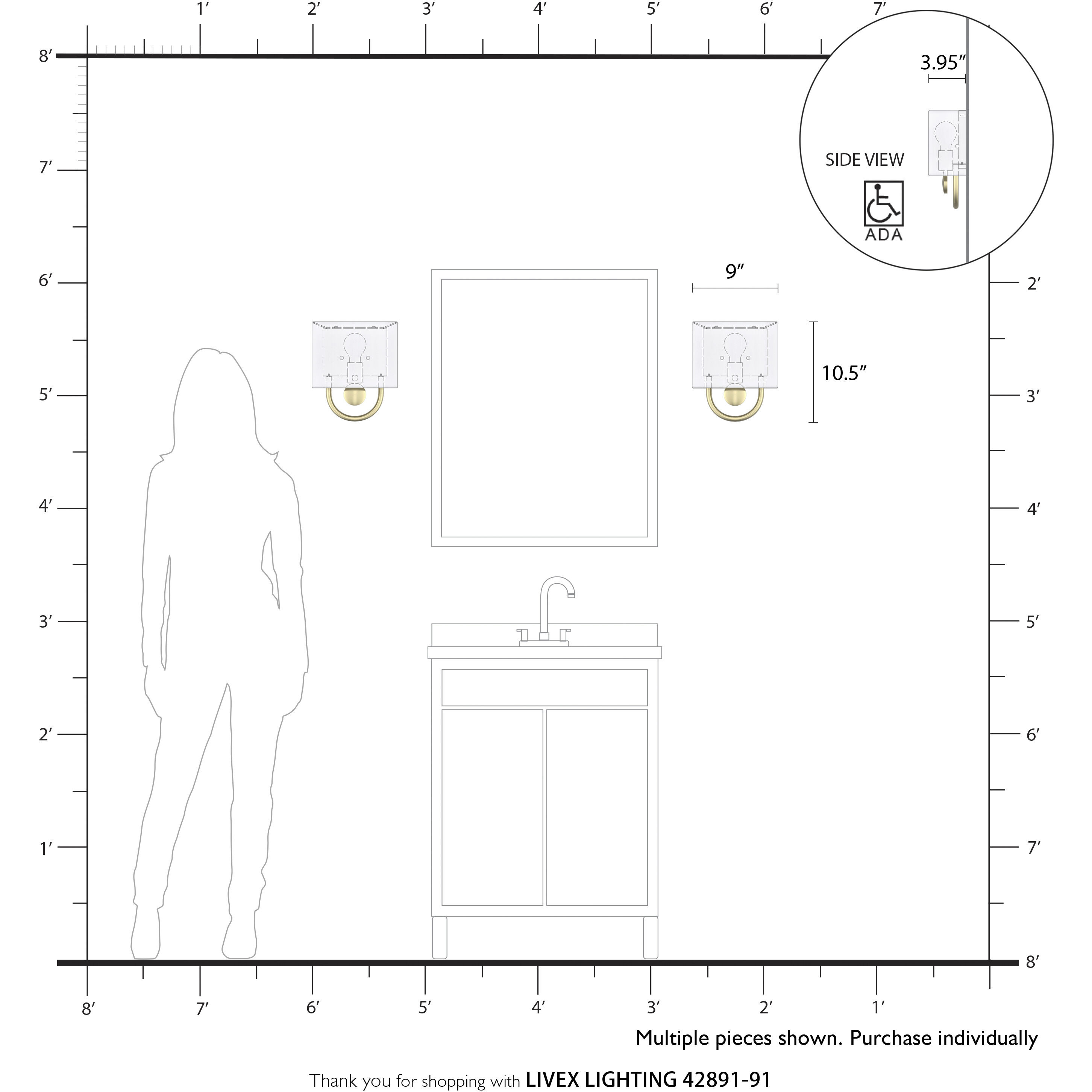 Stratton 1 Light 9 inch Brushed Nickel ADA Wall Sconce Wall Light