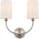 Giselle 2 Light 15 inch Brushed Satin Nickel Sconce Wall Light