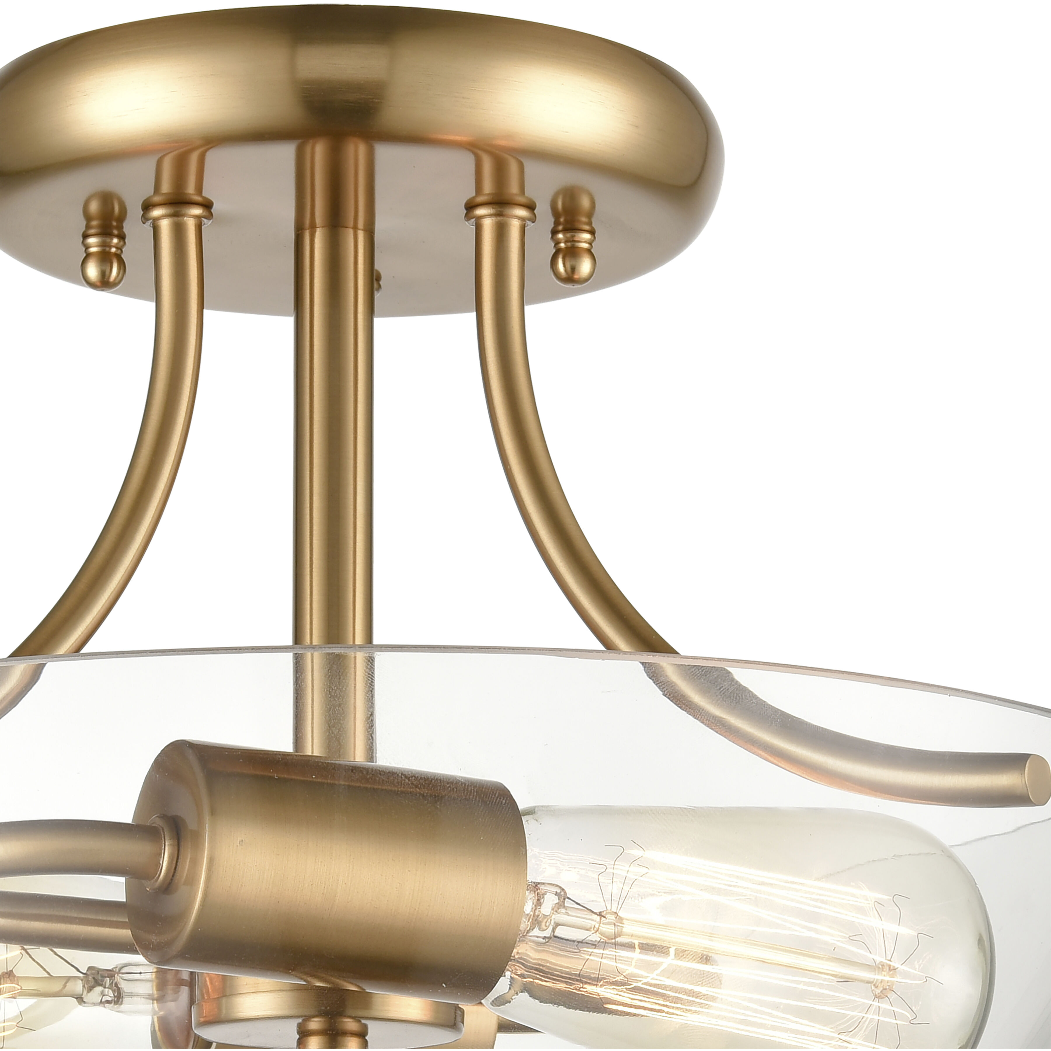 Astoria 2 Light 15 inch Satin Gold Semi Flush Mount Ceiling Light