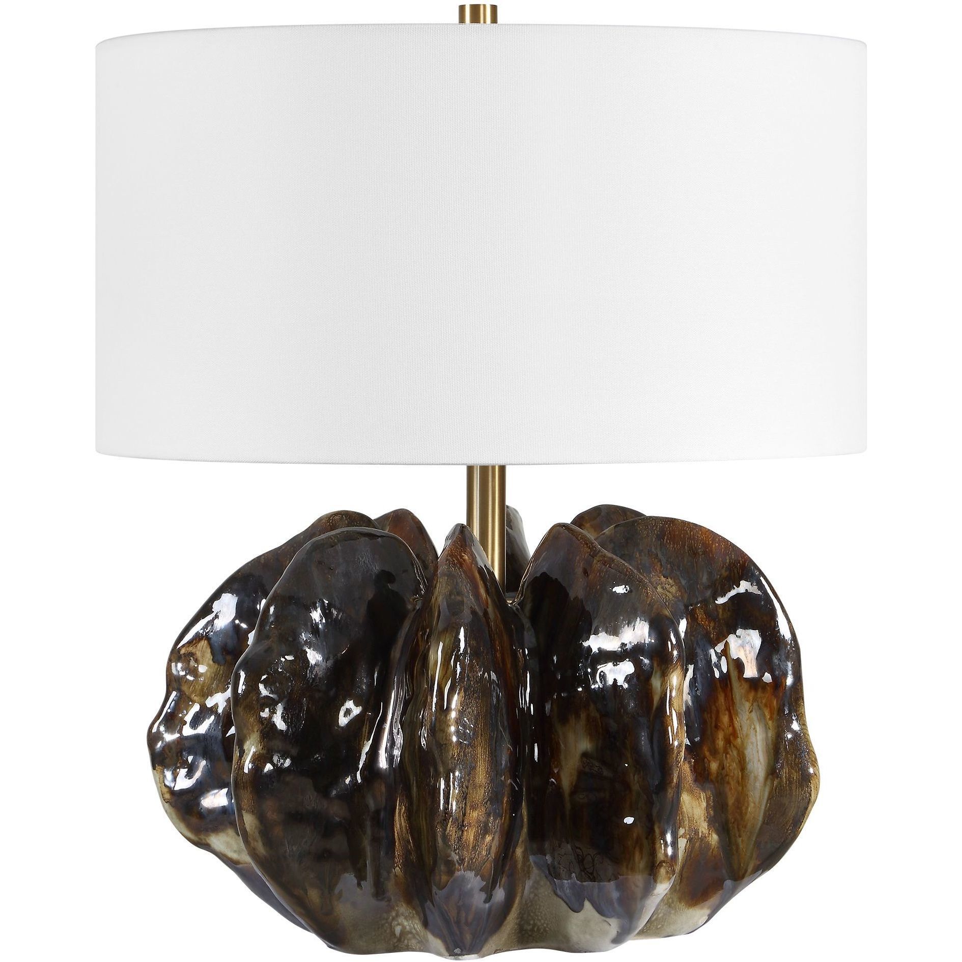 Jaudon 23 inch 150 watt Chocolate Brown and Bronze with Brass Table Lamp Portable Light