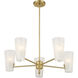 Mid-Century Modern 5 Light 30 inch Natural Brass Chandelier Ceiling Light