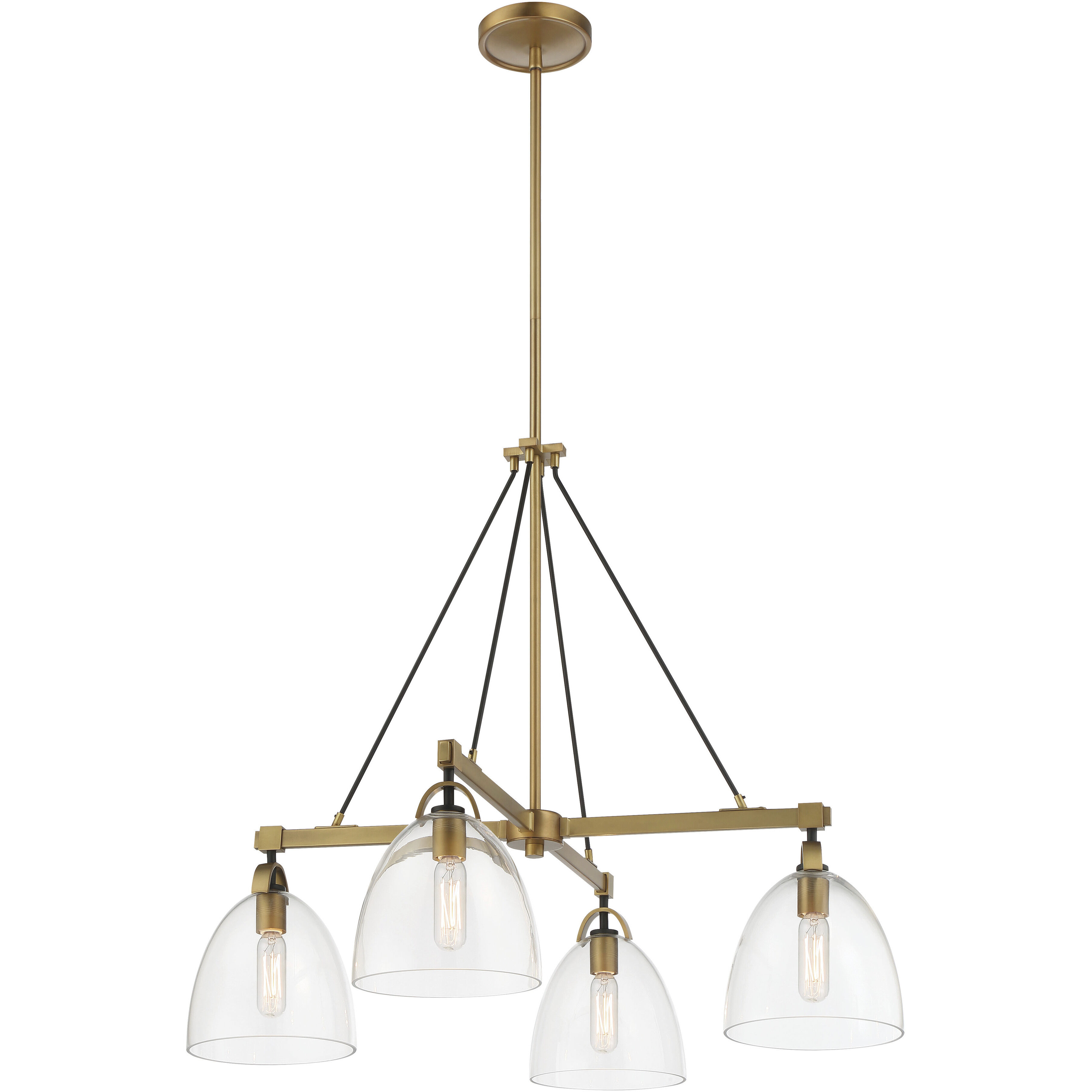 Sommersby 4 Light 30 inch Legacy Brass and Matte Coal Chandelier Ceiling Light