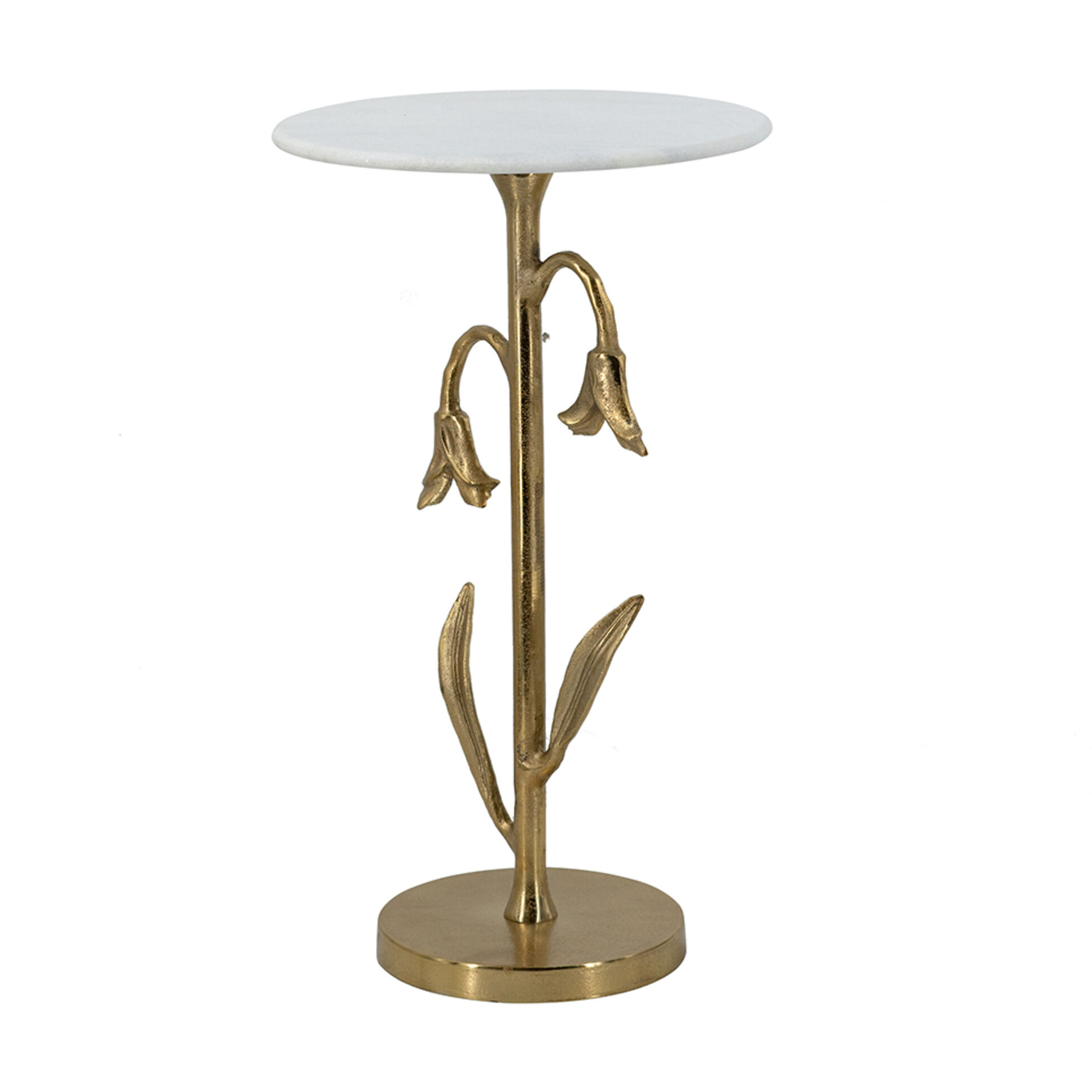 Anita 24 X 14 inch Gold and White Side Table