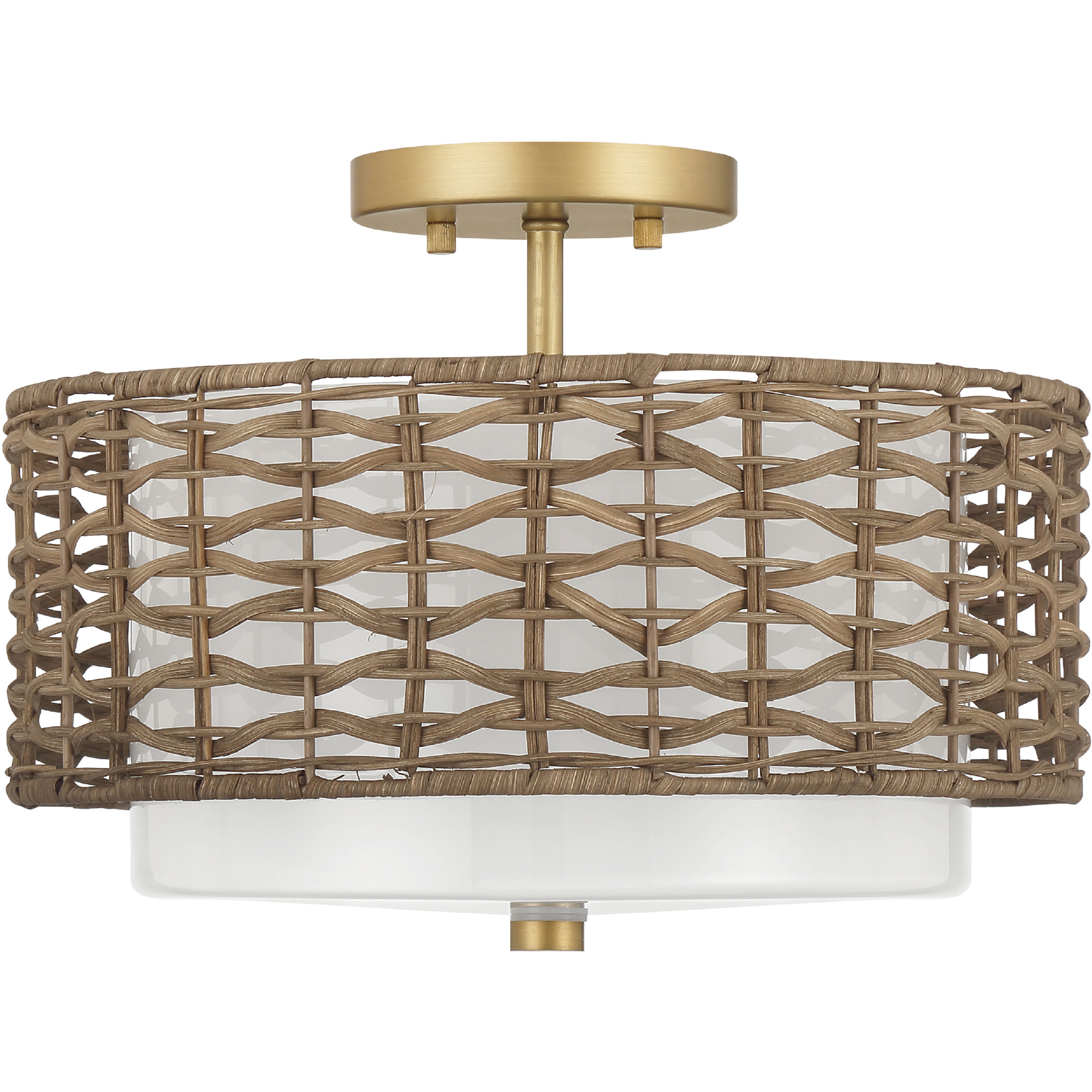 Laila 2 Light 14 inch Luxe Gold Semi Flush Mount Ceiling Light, Large