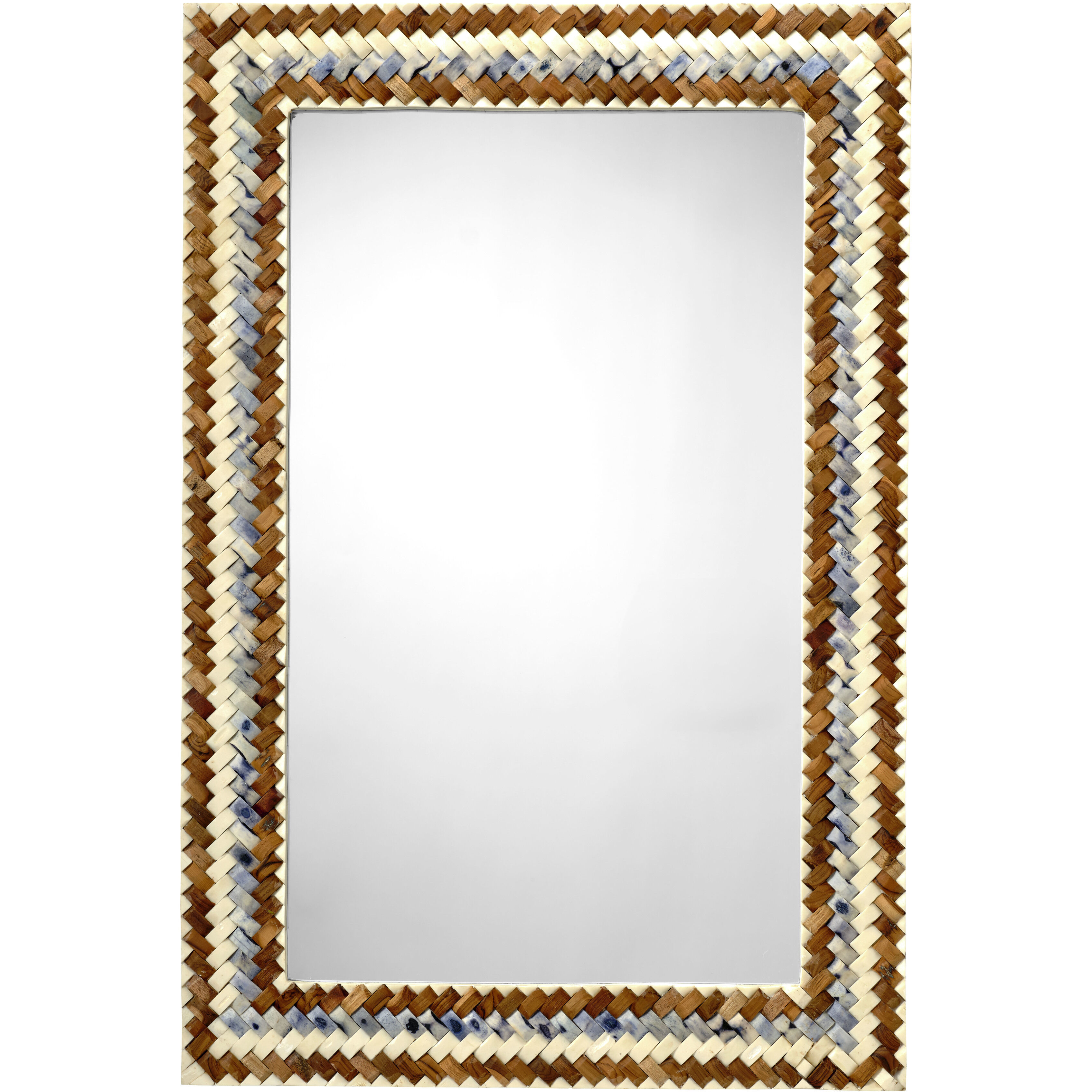 Interwoven 36 X 24 inch Blue and White and Natural Mirror, Inline