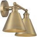 Modern Farmhouse 2 Light 17 inch Natural Brass Bathroom Vanity Light Wall Light