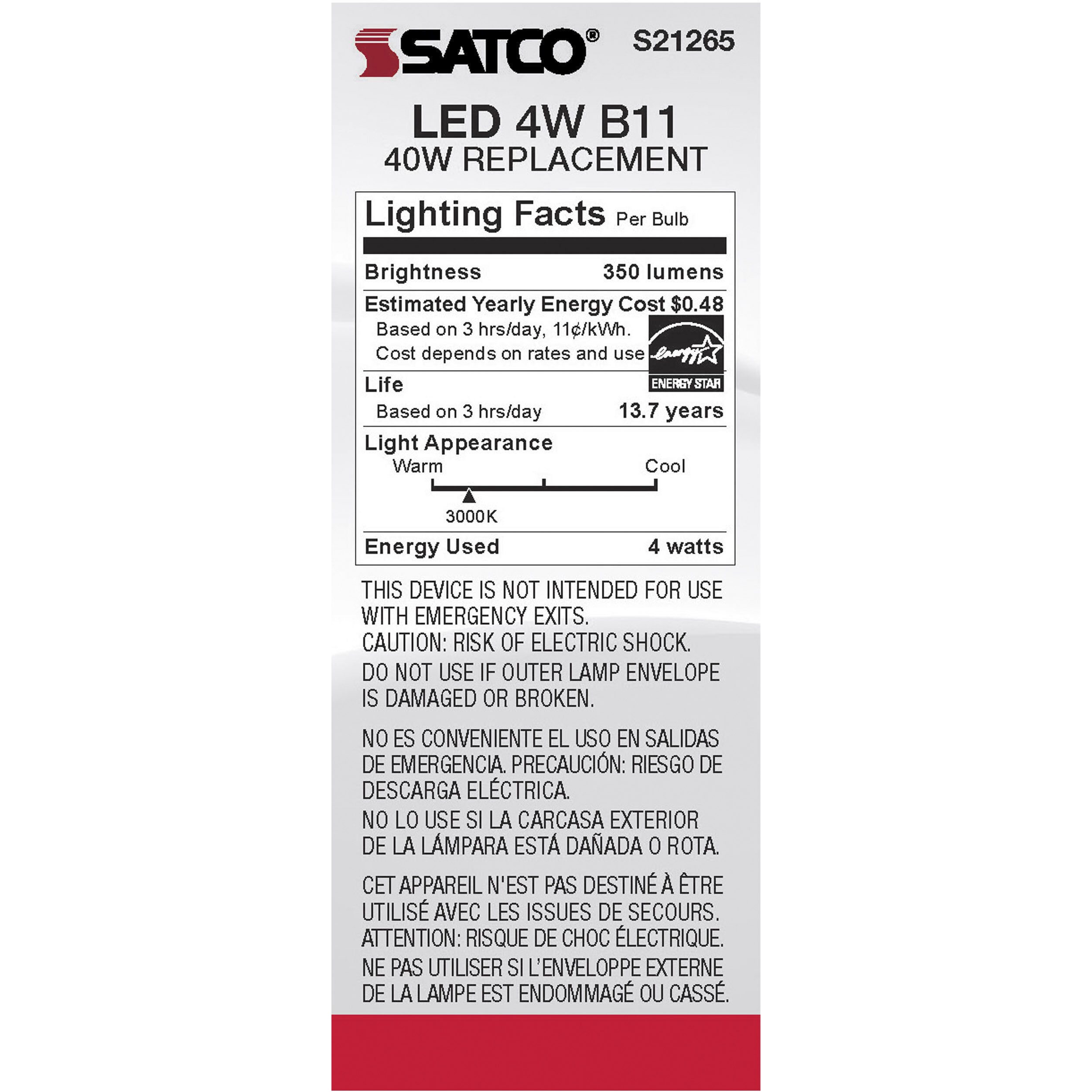 Lumos LED Candelabra Candelabra 4.00 watt 3000K LED Filament