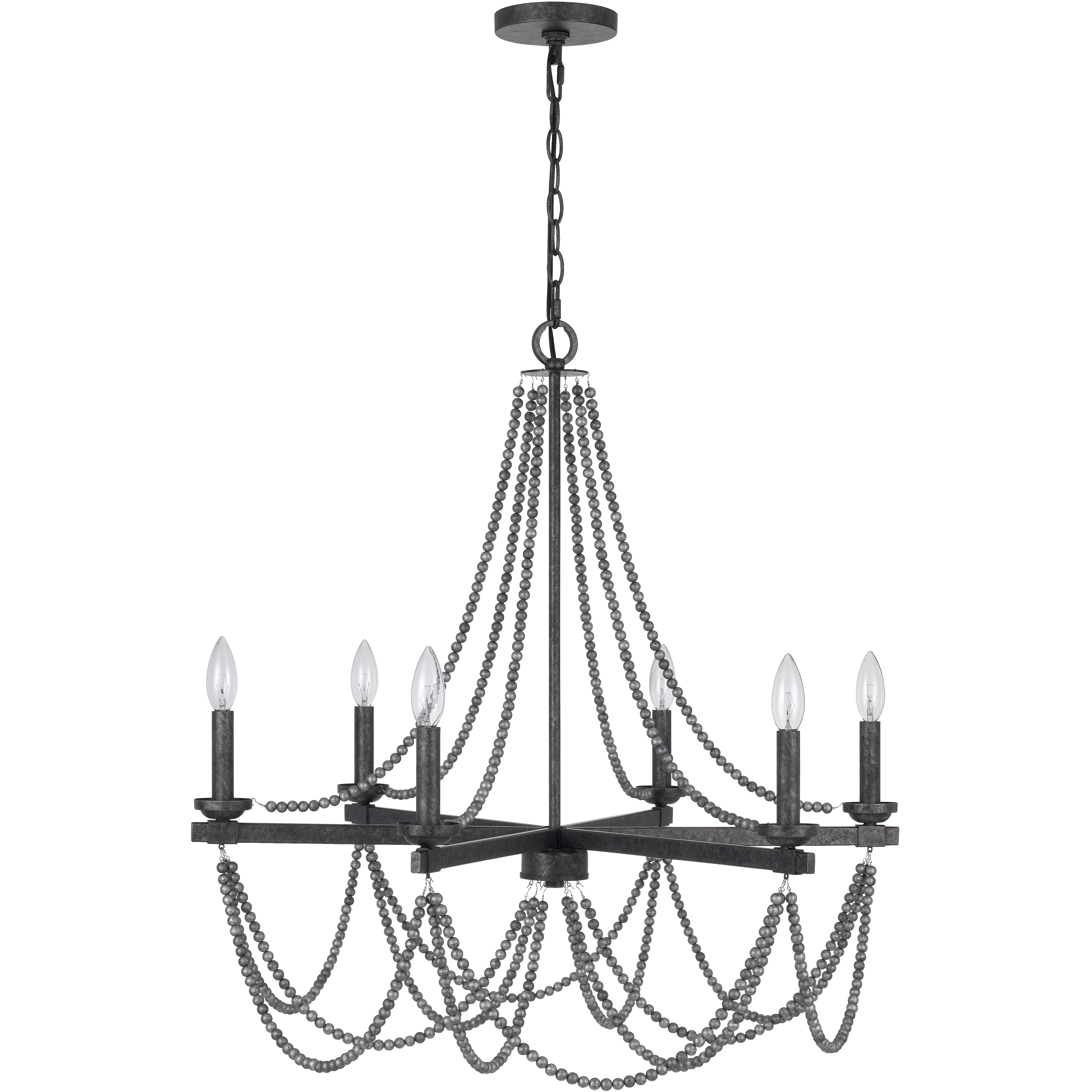 Ventura 6 Light 30 inch Aged Silver Chandelier Ceiling Light